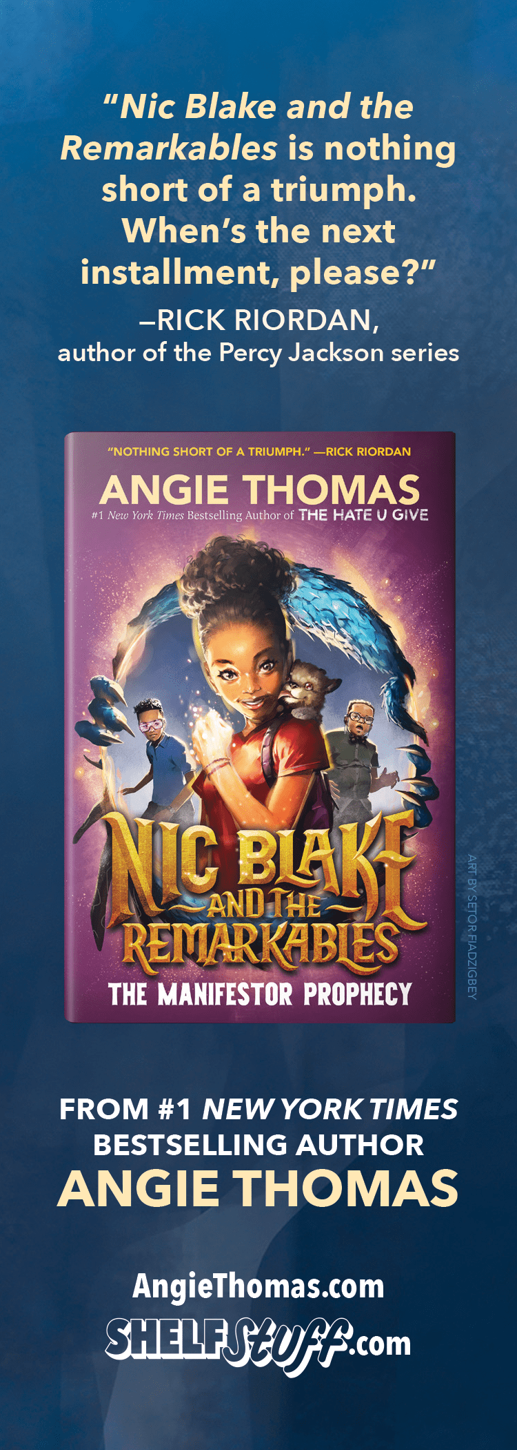 The back of the lenticular bookmark for Nic Blake and the Remarkables