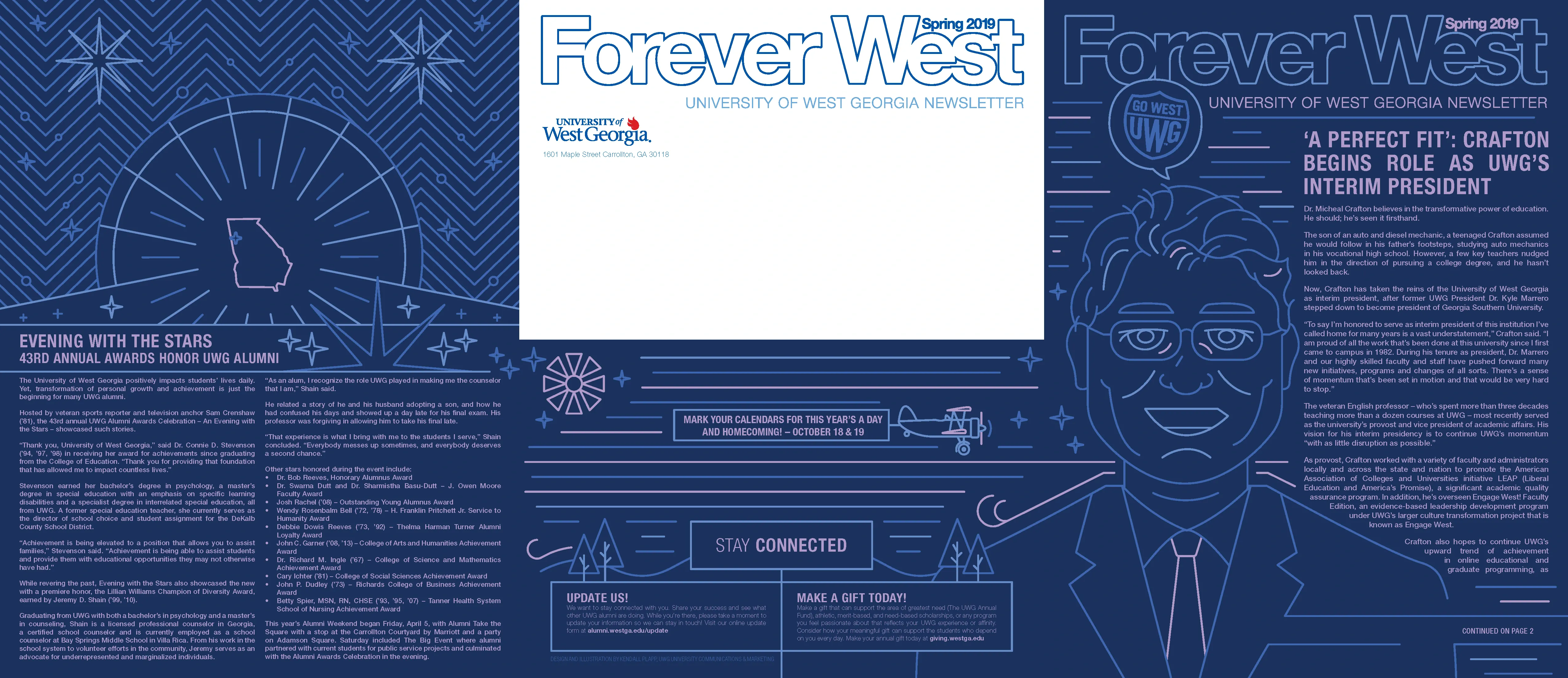 Front spread of Forever West Spring newsletter