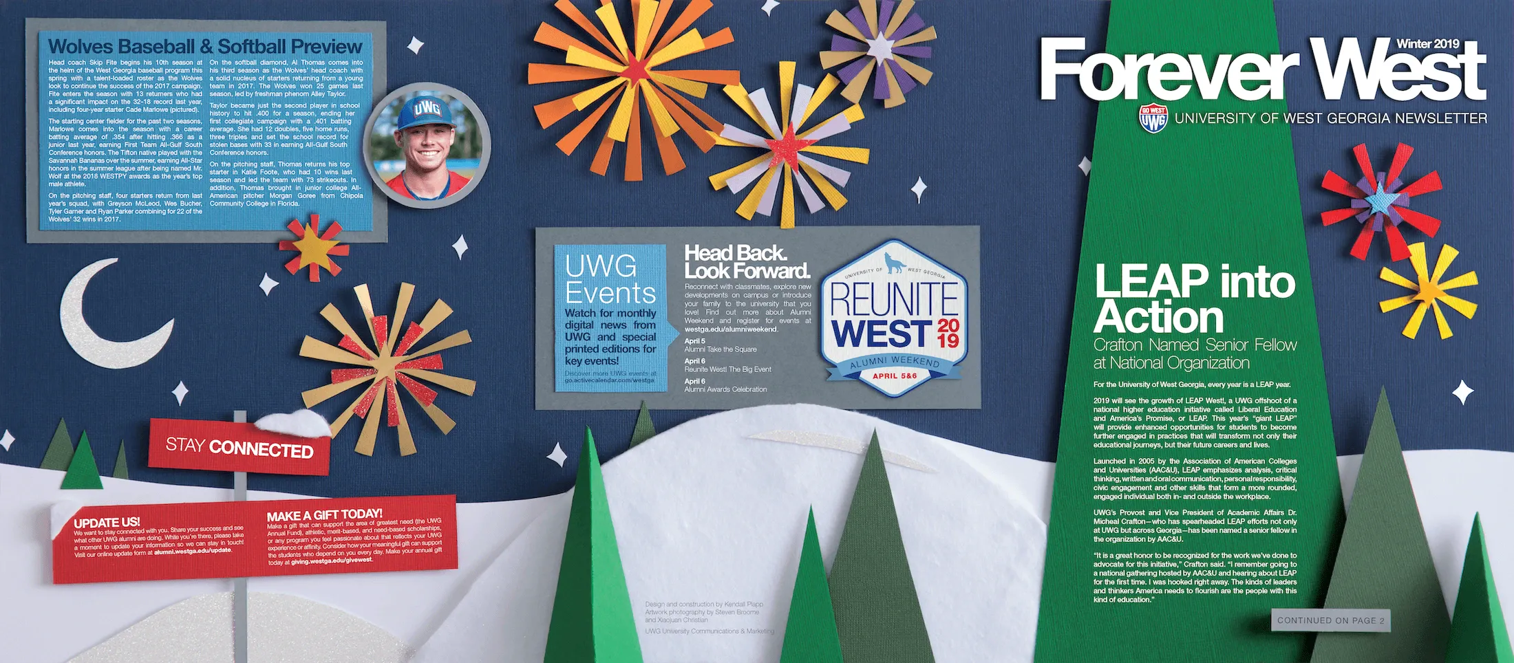 Front spread of Forever West Winter newsletter