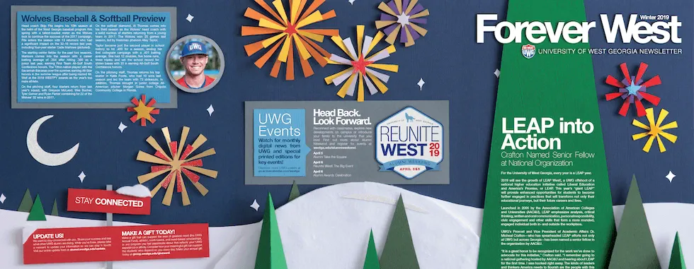 Front spread of Forever West Winter newsletter