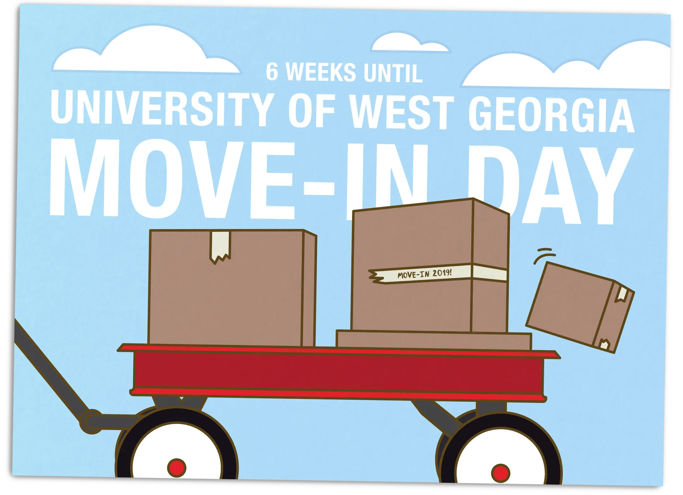 Illustration of wagon and boxes for UWG Move-In Day